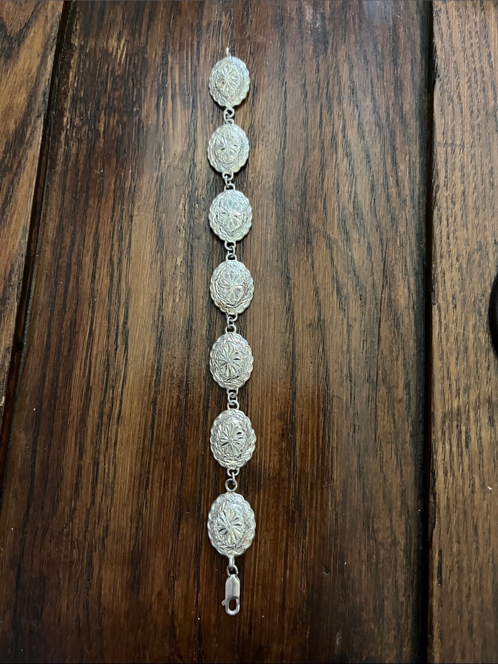 Vintage Southwest Style Concha Link Bracelet -925 Sterling